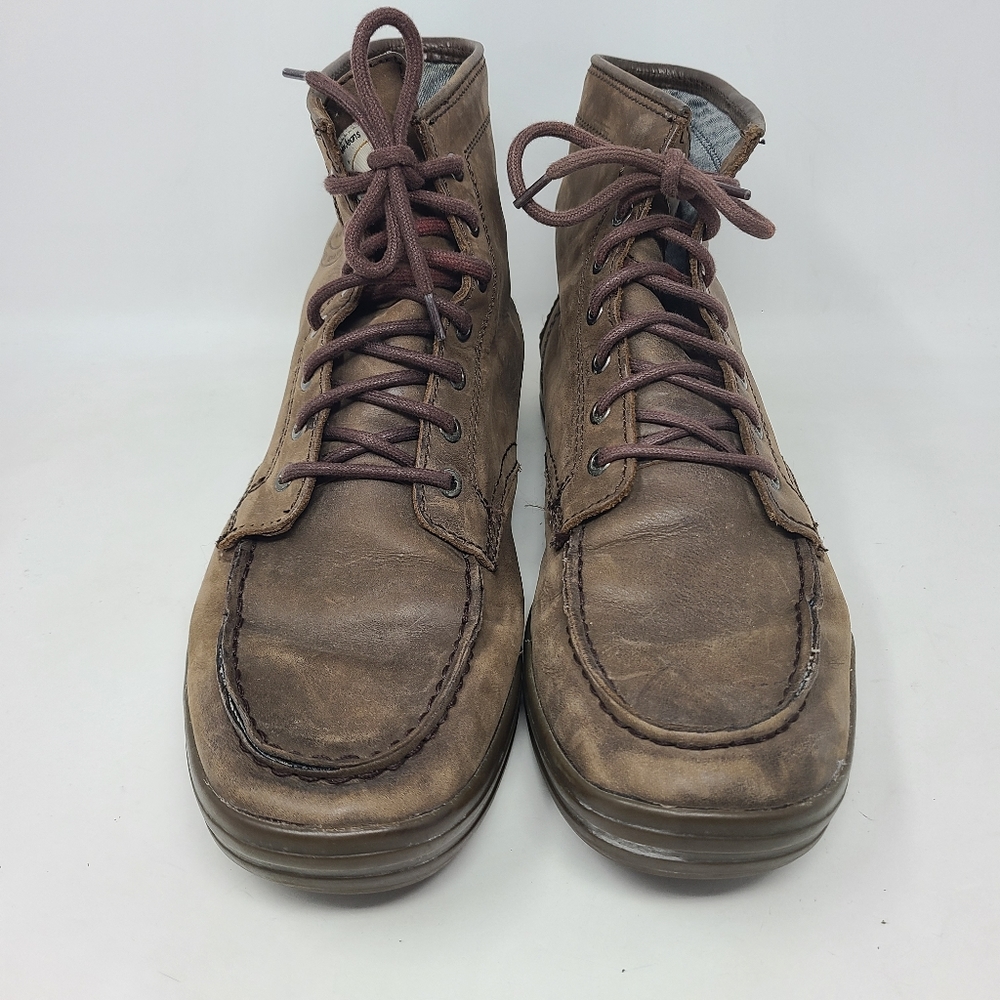 Calvin Klein Mens Brown Leather Ankle Hobo Boots S - Picture 2 of 6